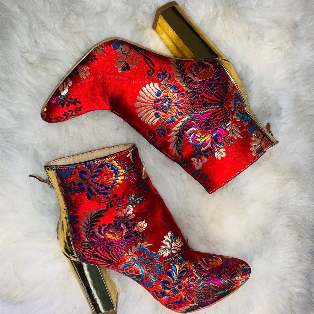 Red and Gold Heeled Booties